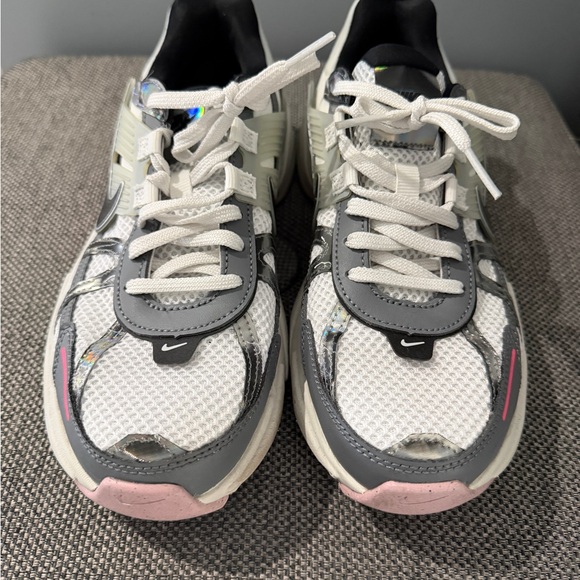 Nike Shoes - Nike V2 White and Gray Athletic Shoes with Pink Highlights